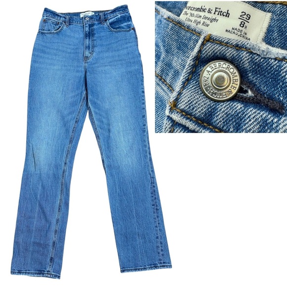 Abercrombie & Fitch The 90s Slim Straight Ultra High Rise Jeans Denim 29 (8) - Picture 1 of 17